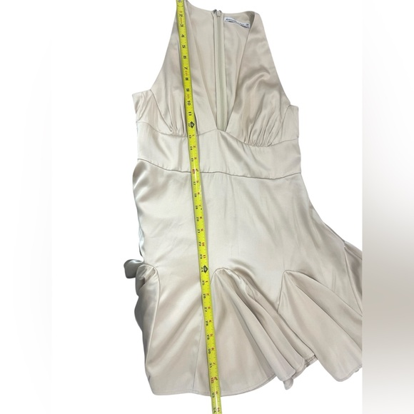 Abercrombie & Fitch Plunge V-Neck Satin Mini Cocktail Dress Gold Coquette - Picture 12 of 12